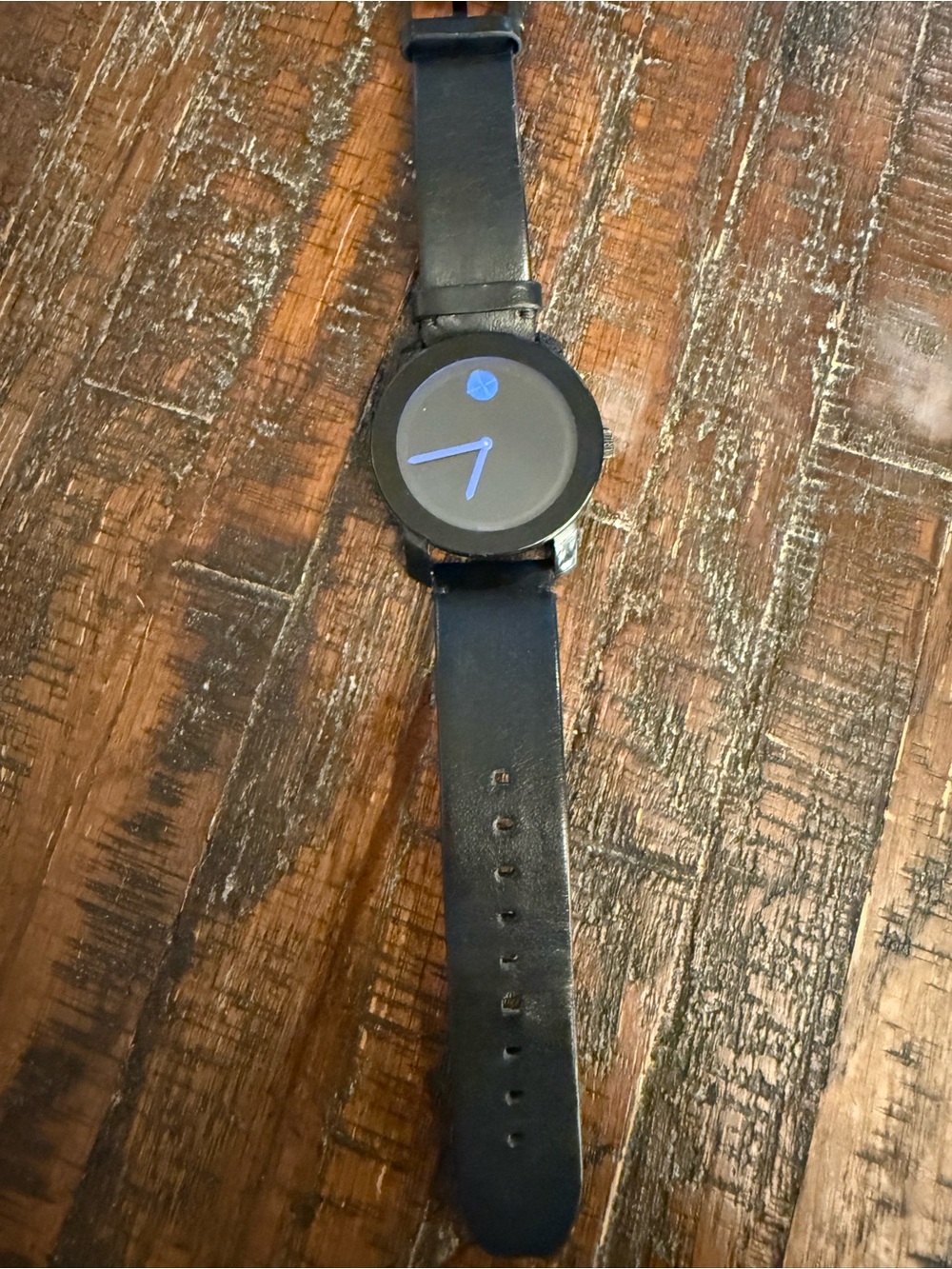 Movado BOLD Black Leather Strap Watch 42mm